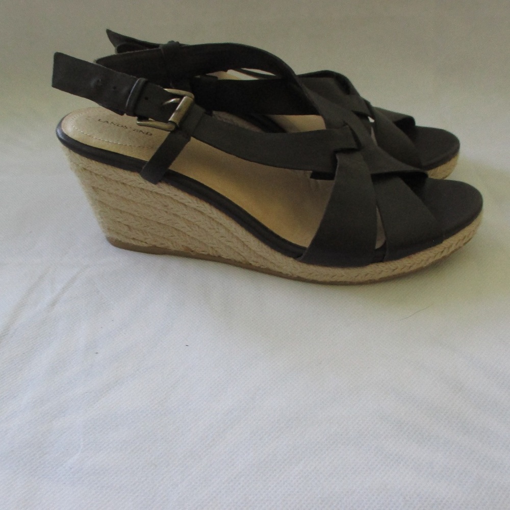 LANDS' END chocolate brown Espradrilles - sz 7 - Excellent condition!